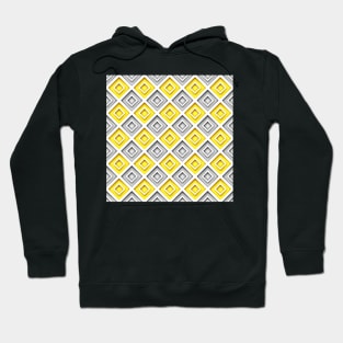 Yellow and Gray Diamond Rhombic Pattern Hoodie